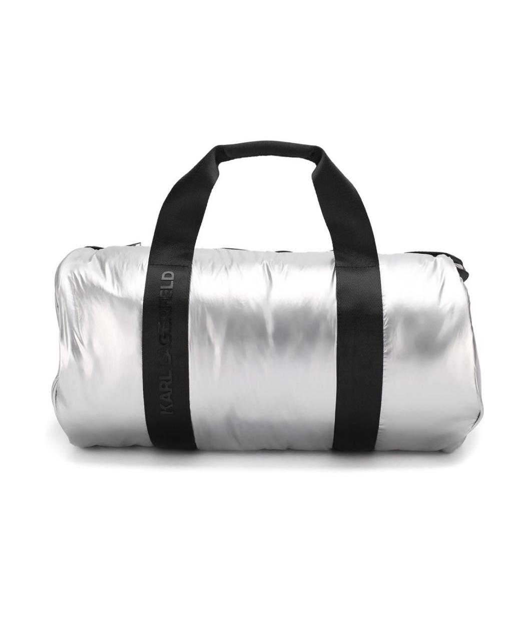 KARL LAGERFELD Maleta wekender para niña y teen plateada logo Karl