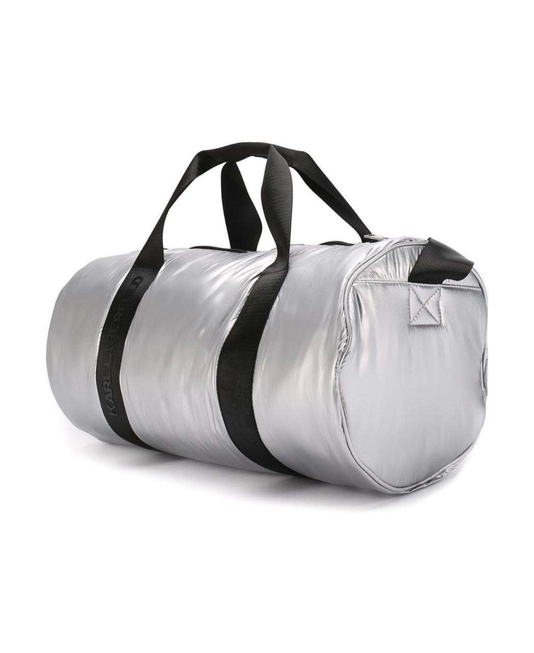 KARL LAGERFELD Maleta wekender para niña y teen plateada logo Karl