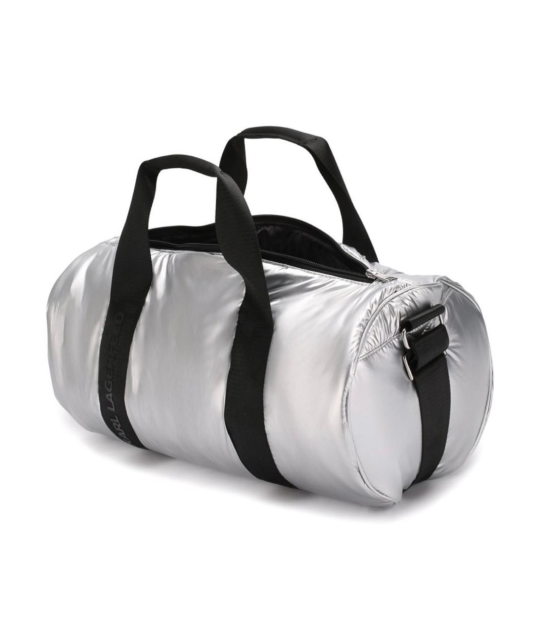 KARL LAGERFELD Maleta wekender para niña y teen plateada logo Karl