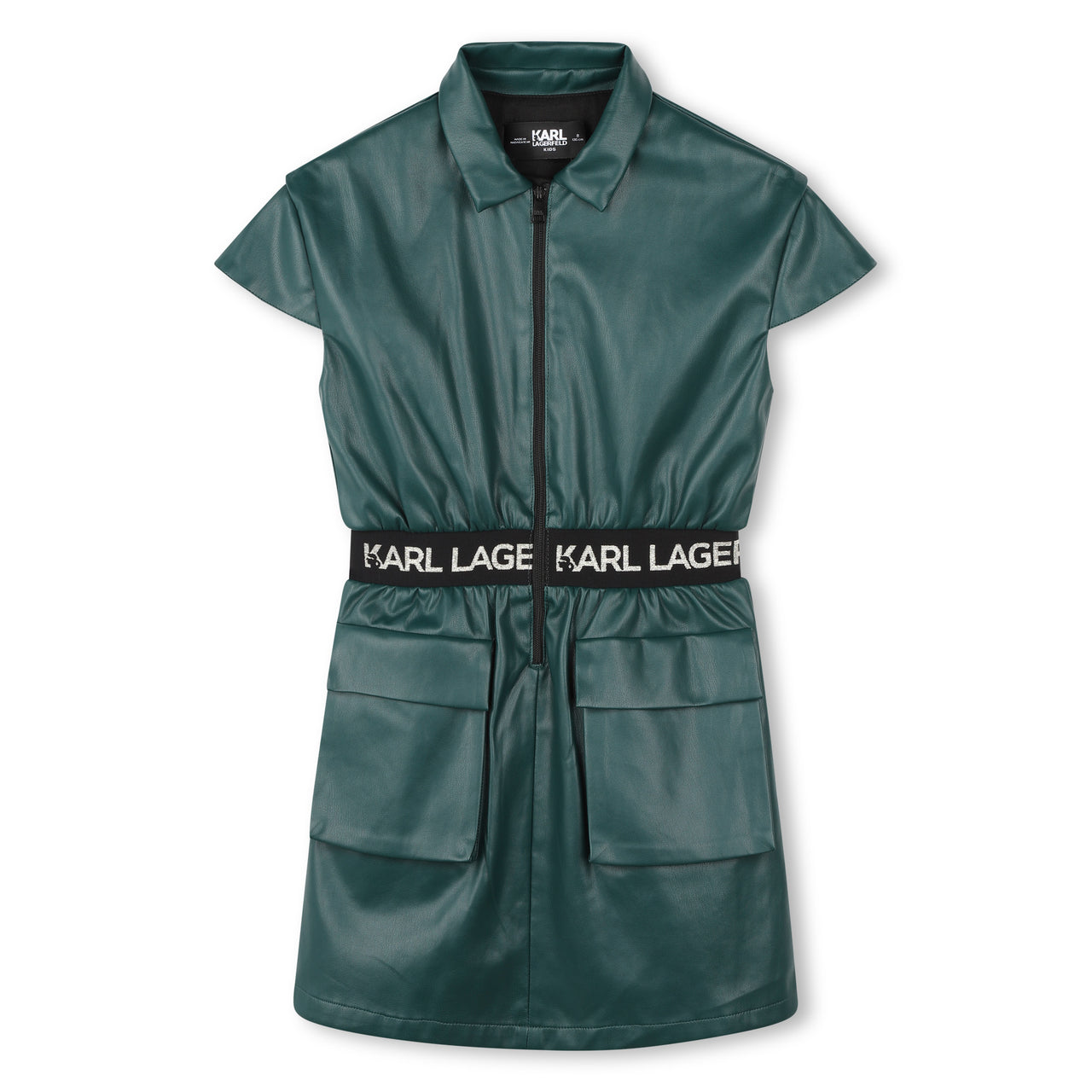 KARL LAGERFELD Vestido para ni–a con cinturon y cierre verde