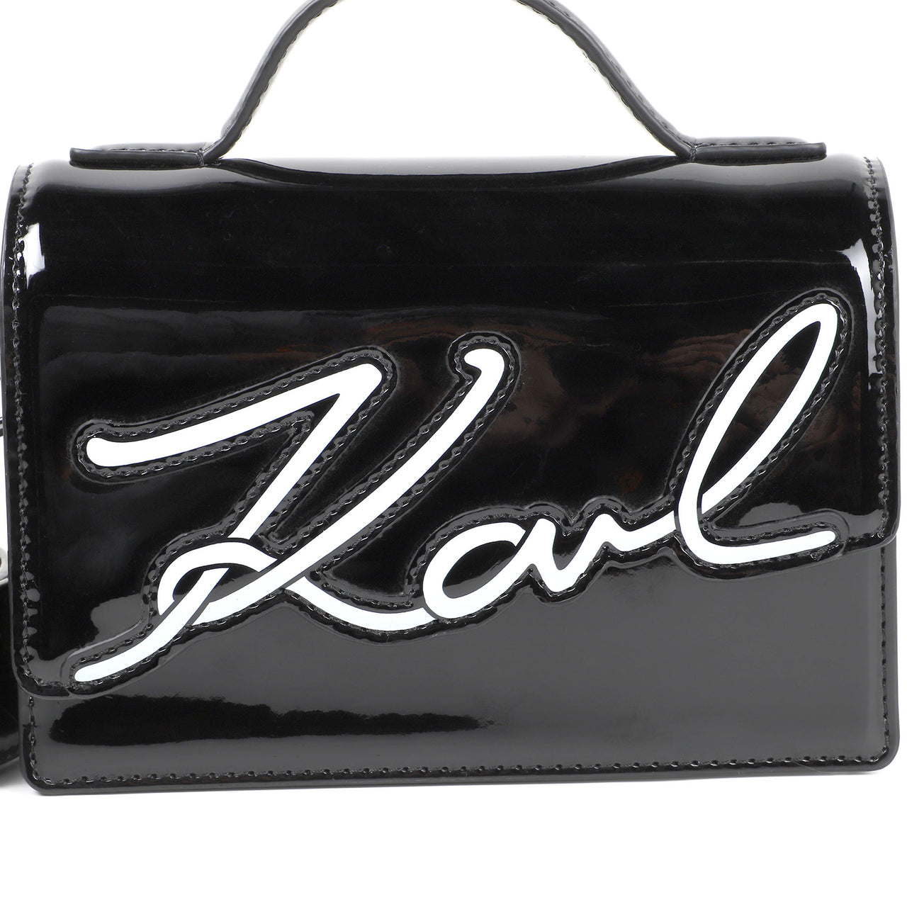 KARL LAGERFELD Bolsa para ni–a negra tipo charol