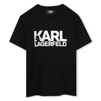 Thumbnail for KARL LAGERFELD Playera para niño, negra print en blanco