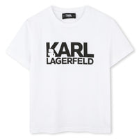 Thumbnail for KARL LAGERFELD Playera para niño chico, blanca print en negro