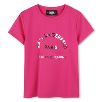 Thumbnail for KARL LAGERFELD Playera para niña, fiusha print metalico al frante plata