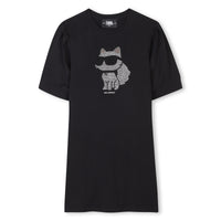 Thumbnail for KARL LAGERFELD Vestido para niña negro, choupette con piedras