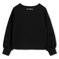 Thumbnail for KARL LAGERFELD Sudadera para niña negra logo bordado en blanco