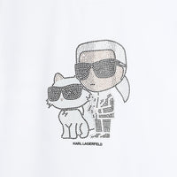 Thumbnail for KARL LAGERFELD Playera para niña, blanca print Karl y choupette pedreria