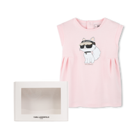 Thumbnail for KARL LAGERFELD Vestido para bebe rosa, print choupette al frente