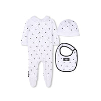 Thumbnail for KARL LAGERFELD mameluco para bebe, con gorro y babero, set