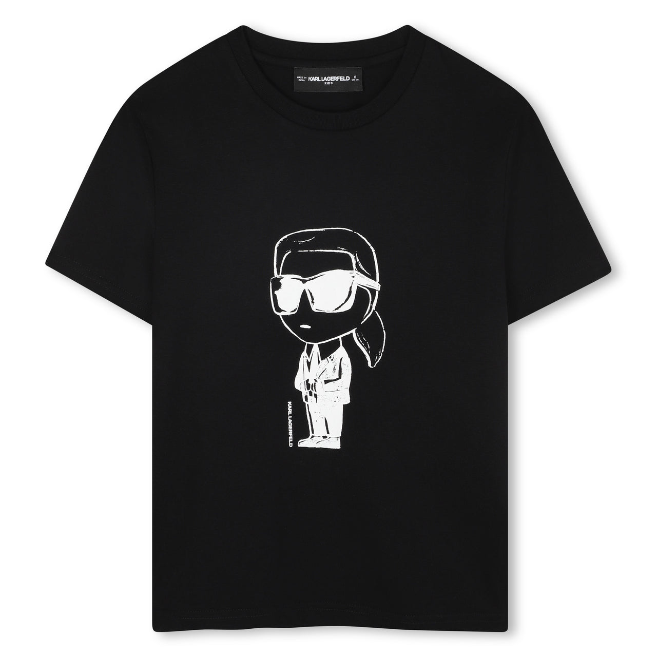 KARL LAGERFELD playera para niño y Teen negra, karl al frente