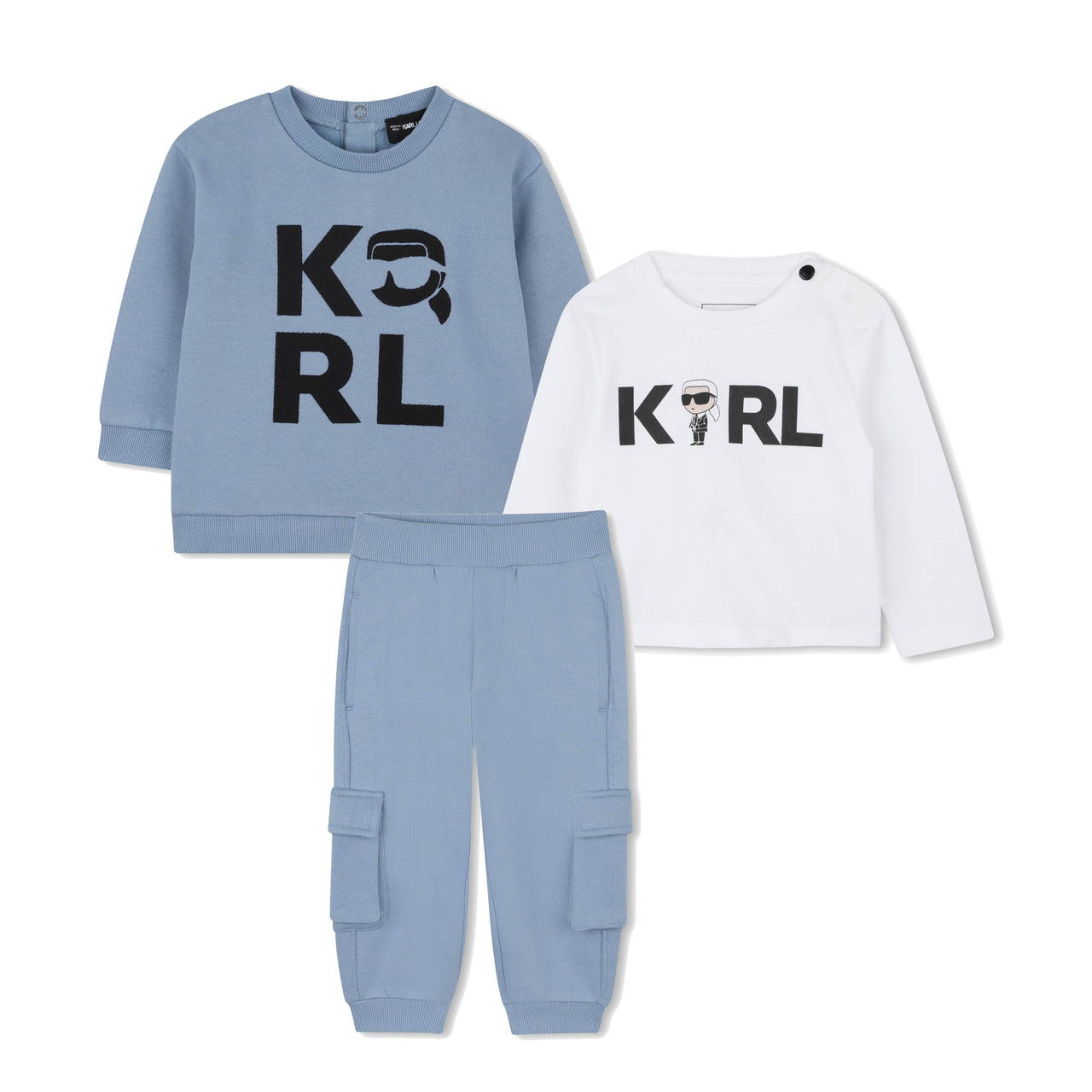 KARL LAGERFELD Set de pants con playera para bebe azul