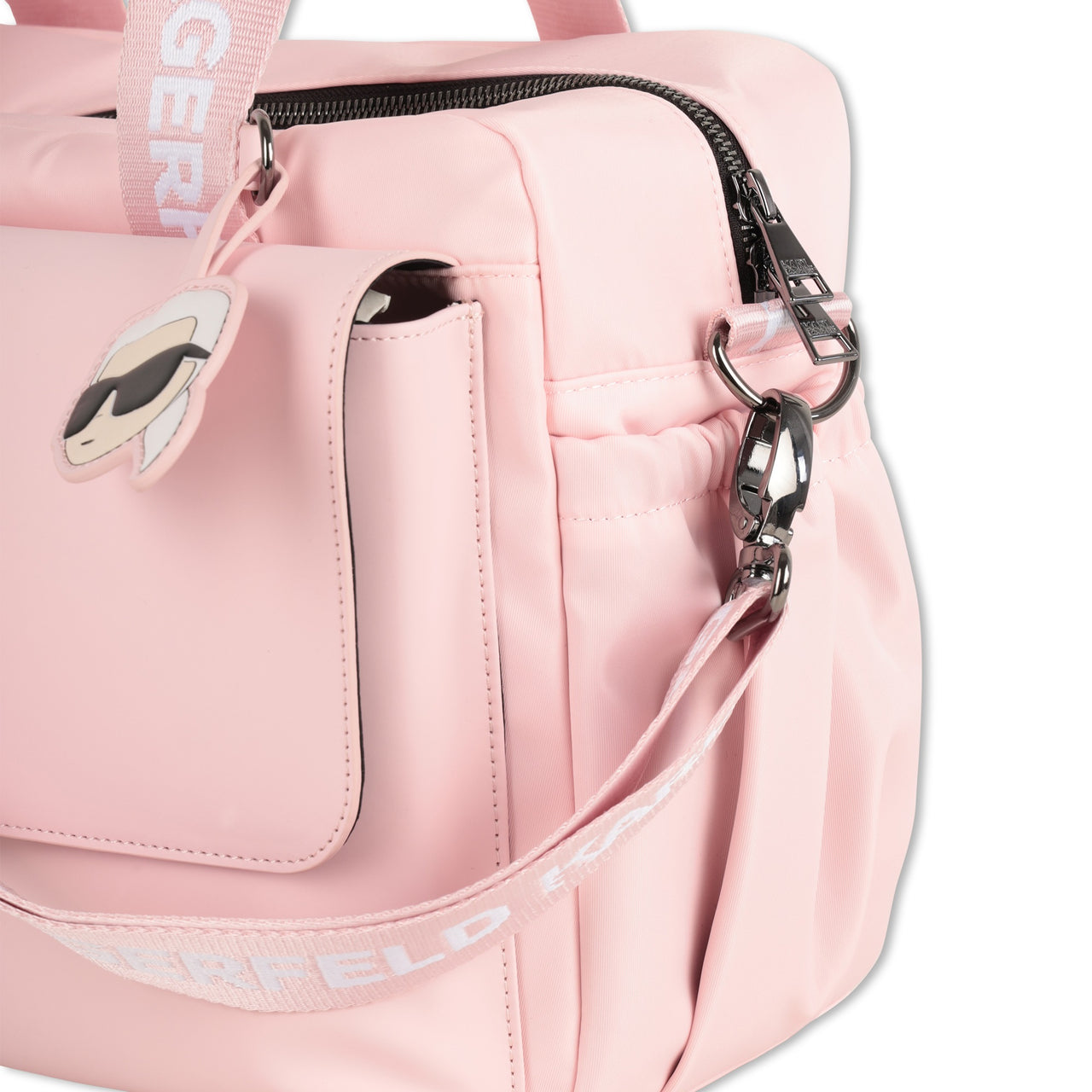 KARL LAGERFELD pañalera para bebé niña con ROSA con chupete