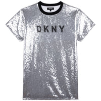 Thumbnail for Vestido DKNY plateado para niña y adolecente