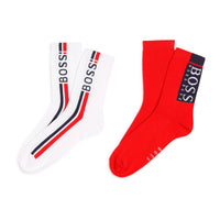 Thumbnail for Set de calcetines BOSS rojo/blanco para niño