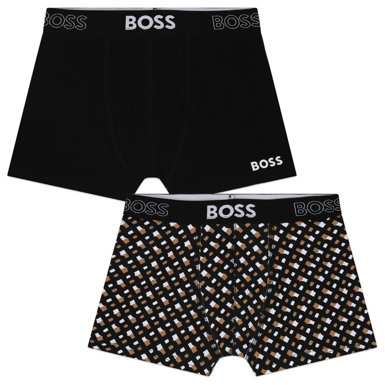 Set de bóxers BOSS negro/café para niños y adolescentes