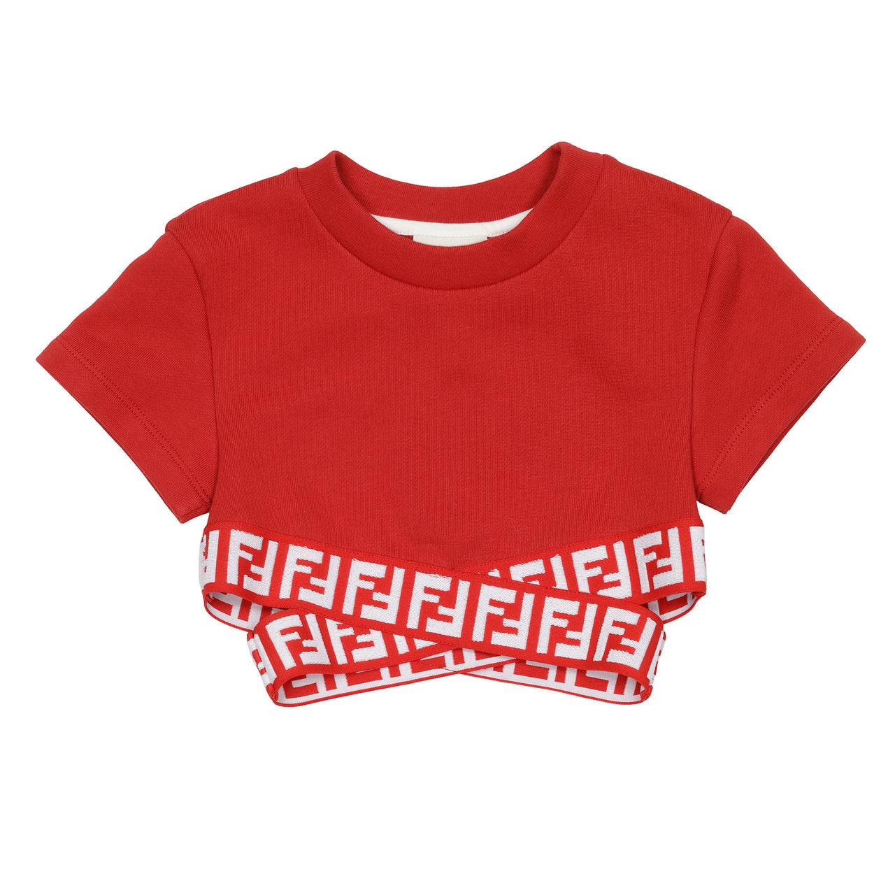Blusa Crop Top FENDI roja para niñas y adolescentes