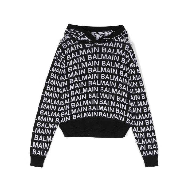 Sudadera con capucha BALMAIN negra niñas y adolescentes