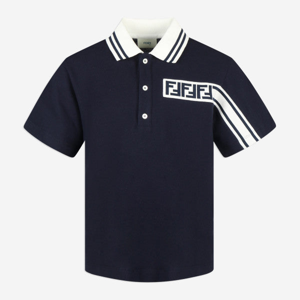 Playera polo FENDI azul para niños y adolescentes